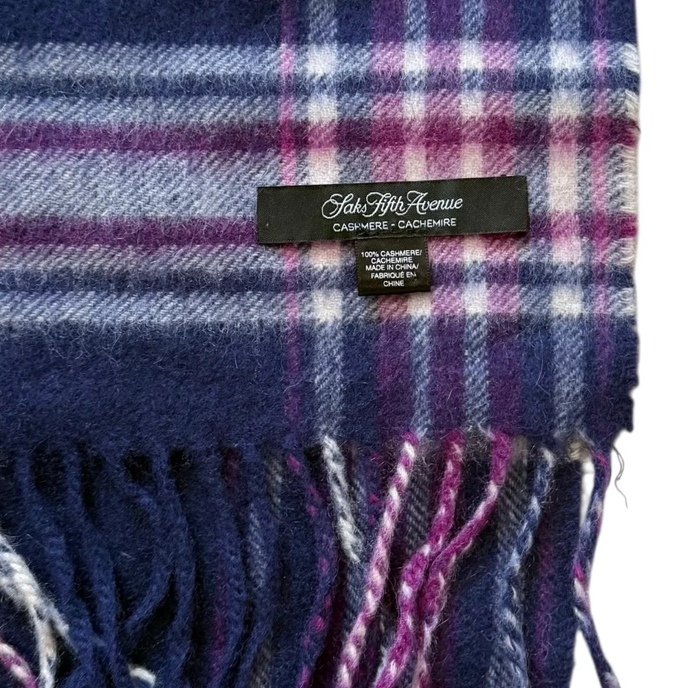 Saks Fifth Avenue 100% Cashmere Plaid Scarf